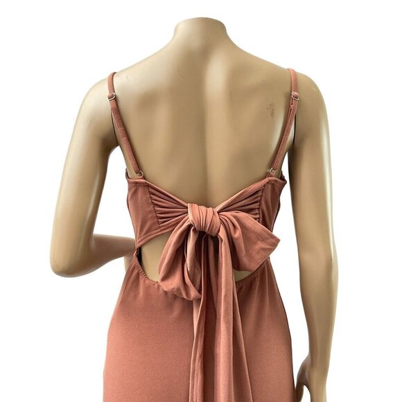 Birdy Grey Benny Crepe Maxi Formal Bridesmaid Dress Cut‎ Out Desert Rose S NWT - Picture 7 of 15